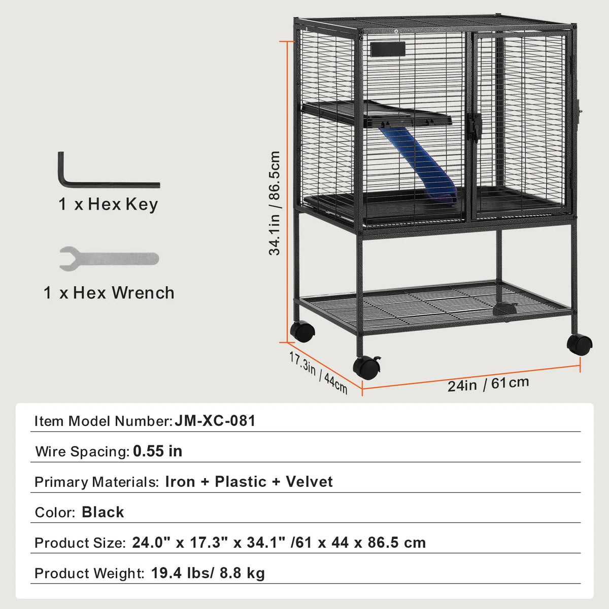 Four Tier Metal Rolling Small Animal Cage For Ferrets Rats