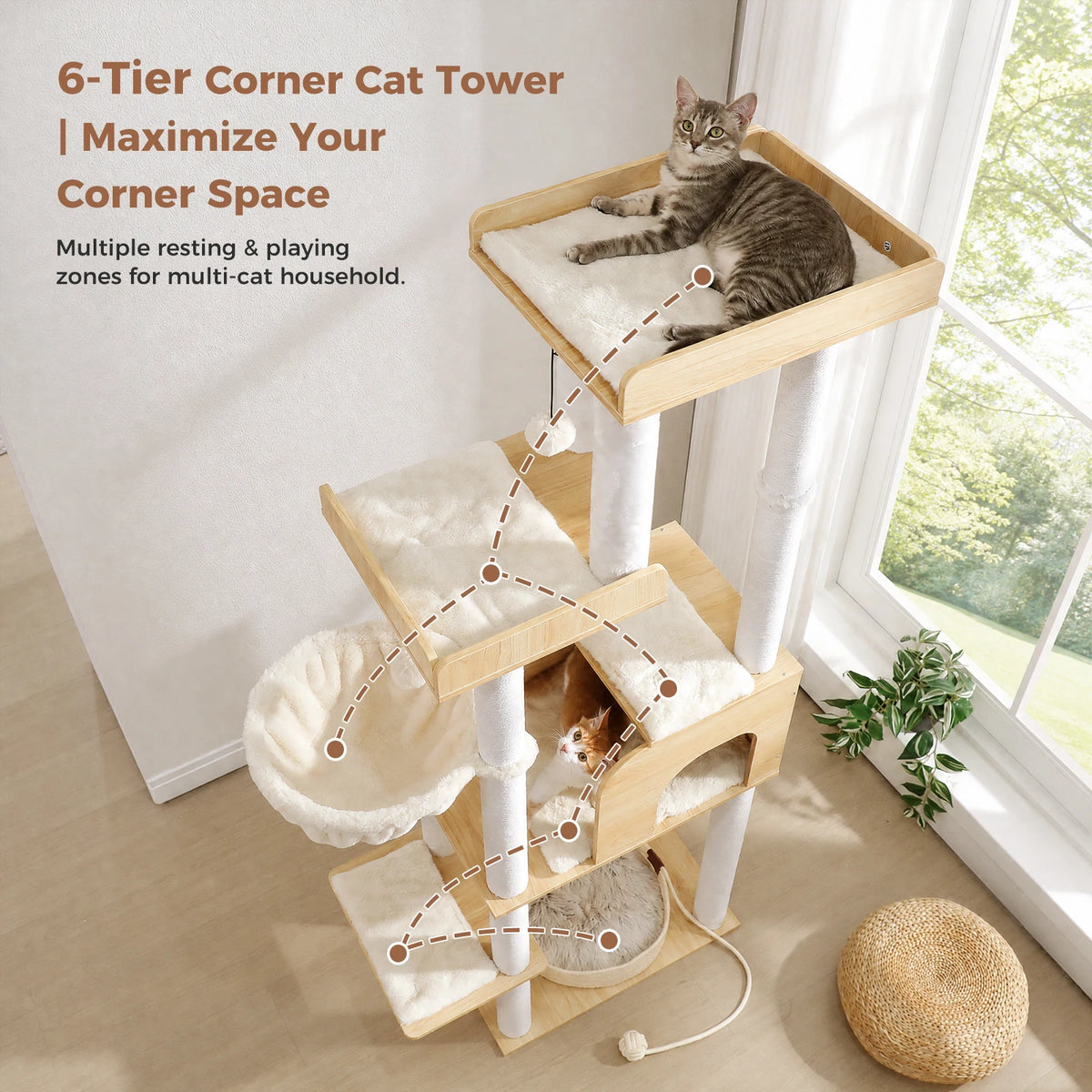 PAWZ Road Cat Tower With Bed And Cotton Rope Posts