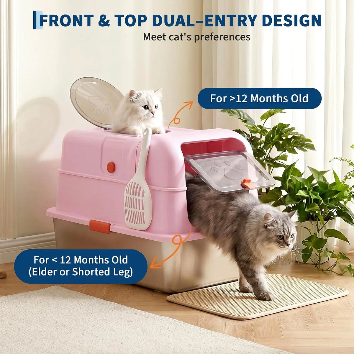 HiMISS Stainless Steel Enclosed Litter Box With Secure Lid