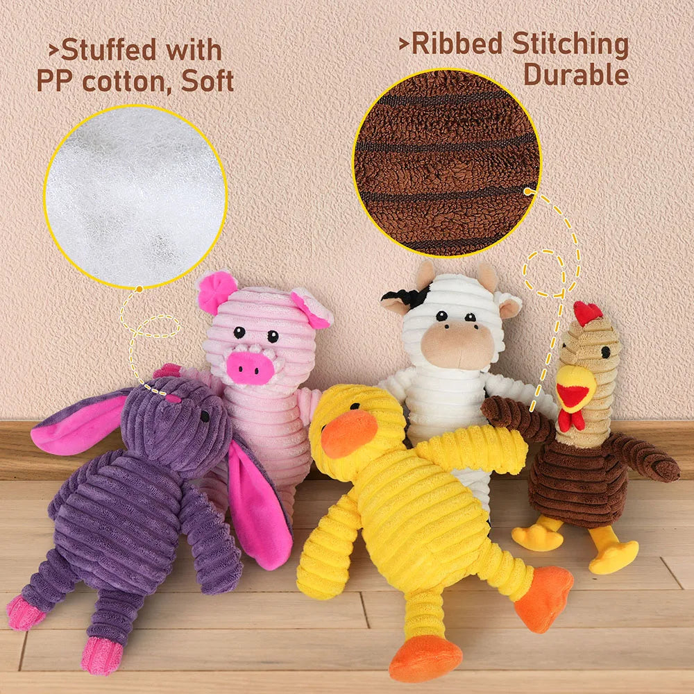 Plush Squeaky Dog Toys Assortment Value Bundle For Pets