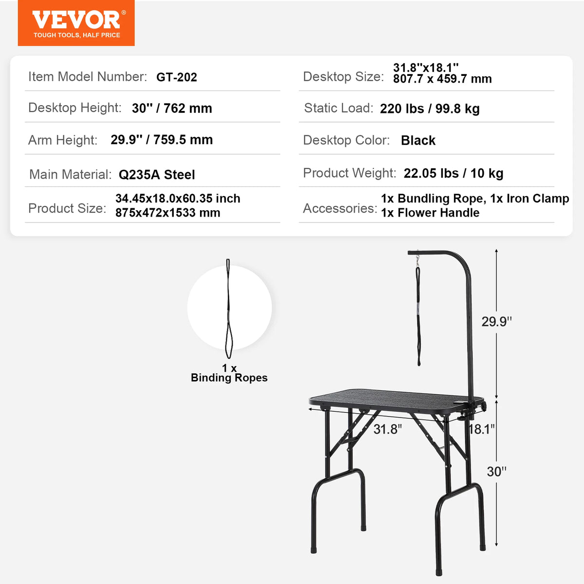 SucceBuy Foldable Stainless Steel Pet Grooming Table With Clamp