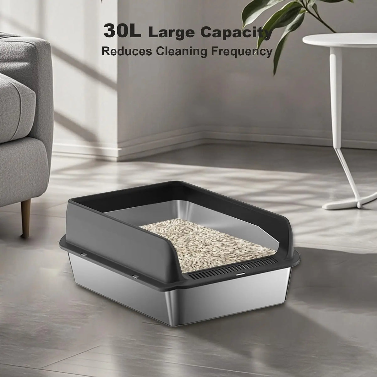 Garvee Stainless Steel Cat Litter Box With Removable Lid