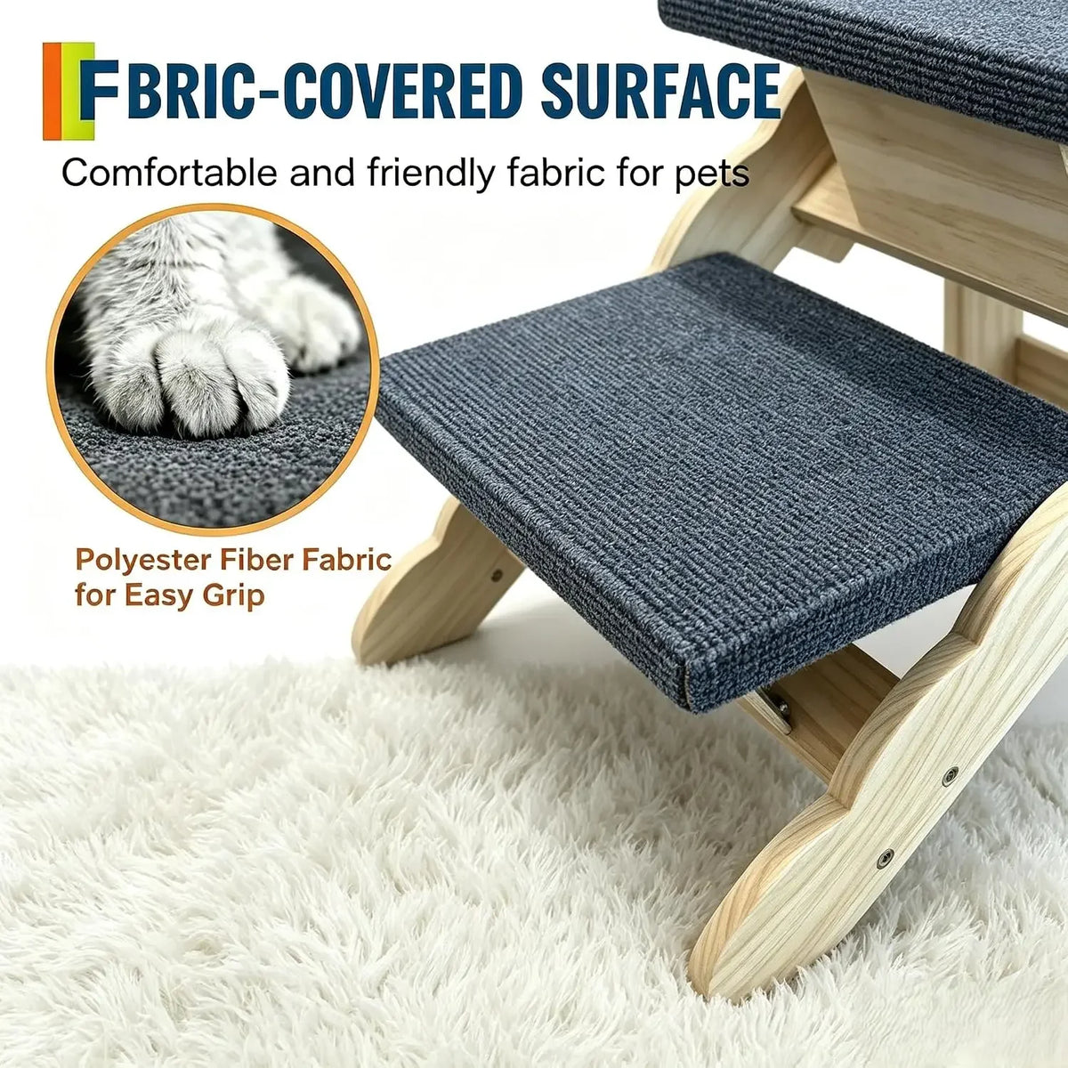 Garvee Wooden Dog Stairs Non Slip Pet Ramp For Pets