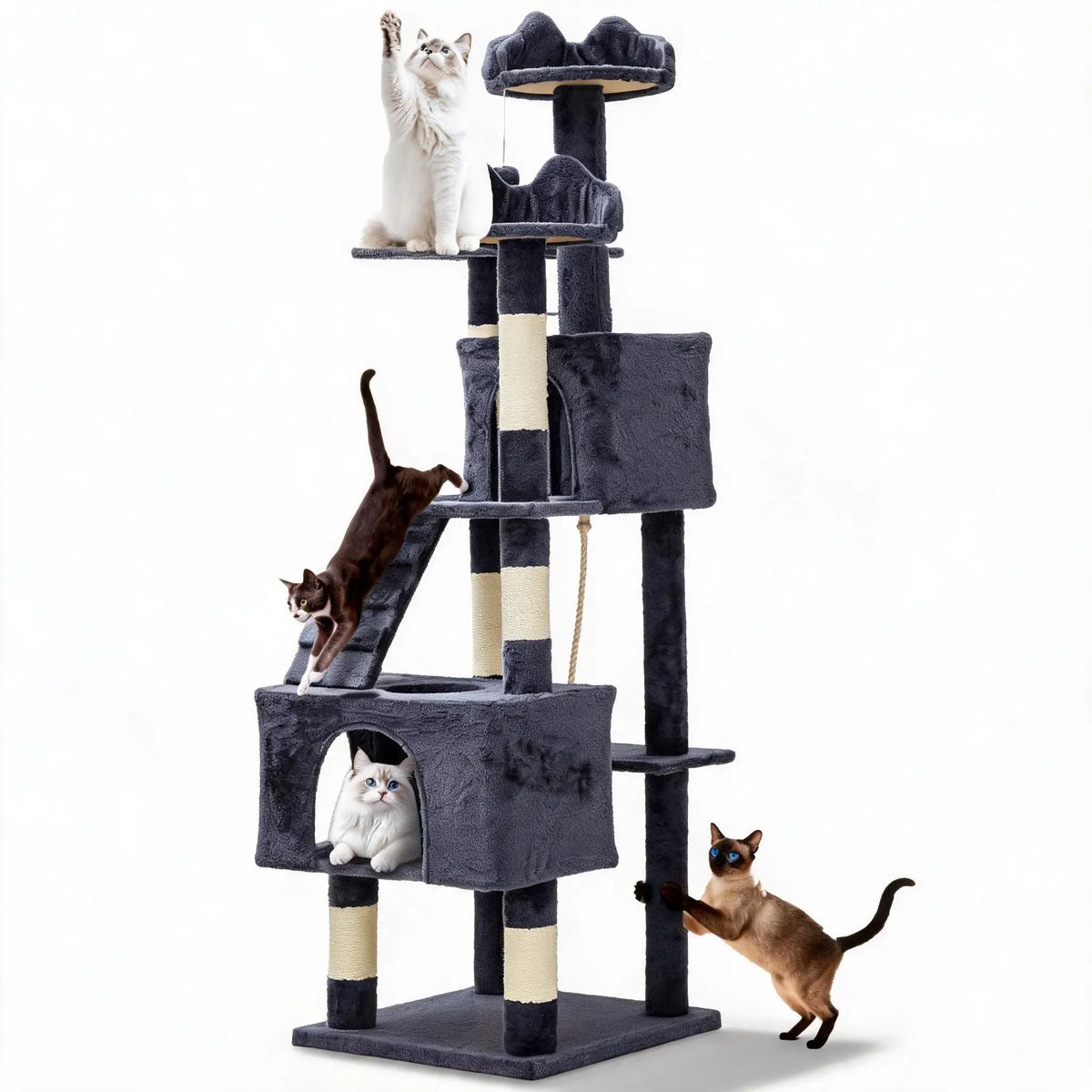 Premium Multi Cat Tower Featuring Sisal Scratching Posts And Condos