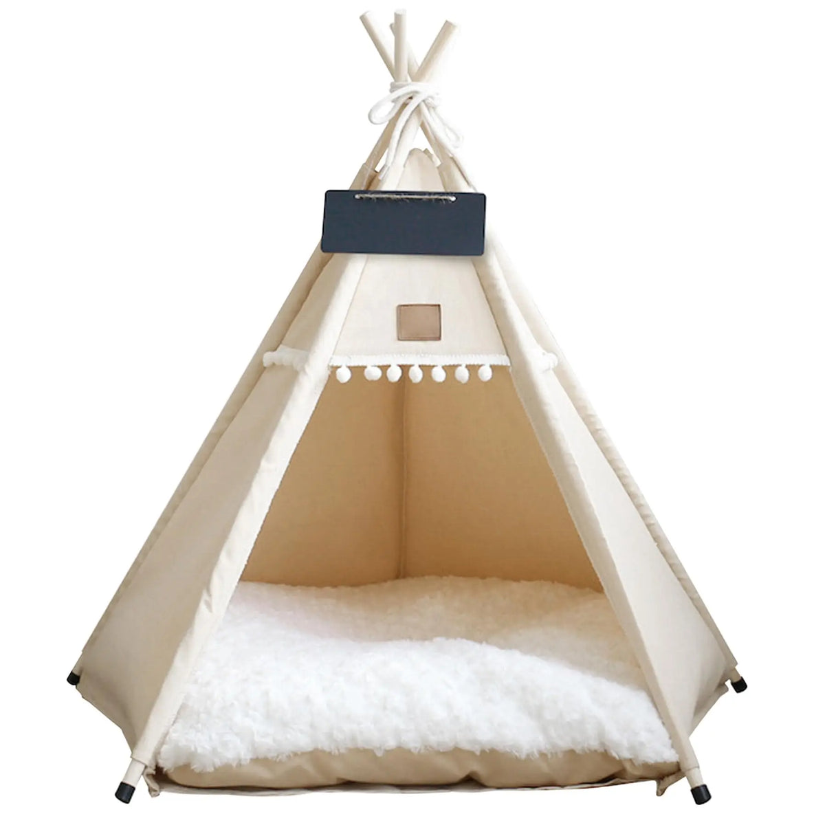 Portable Indoor Dog And Cat Teepee Tent With Washable Canvas Cover