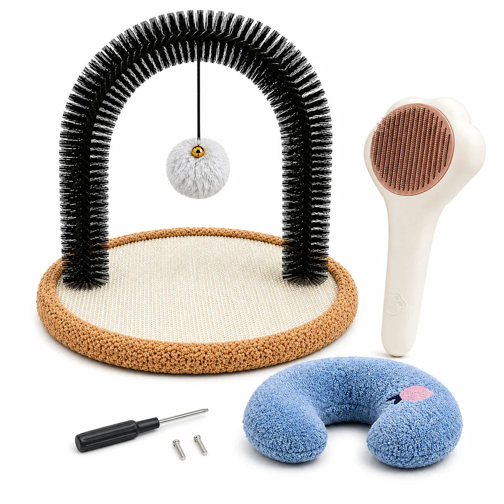 Cat Self Groomer Arch With Sisal Base And Hanging Ball