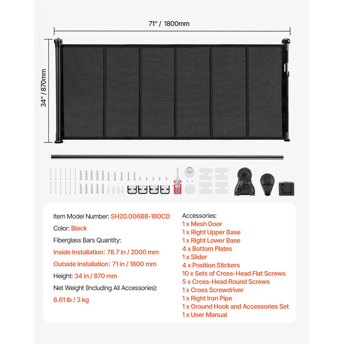 SucceBuy Retractable Pet And Baby Safety Gate For Home Stairs