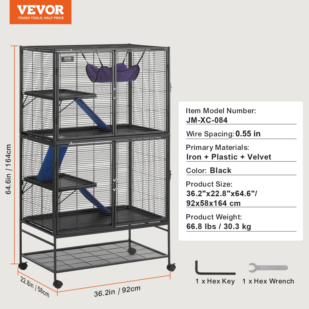 Multi Tier Rolling Metal Small Animal Cage For Rats Hamsters