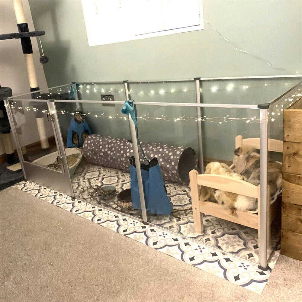 Borwart Acrylic Dog Playpen Transparent Indoor Pet Enclosure