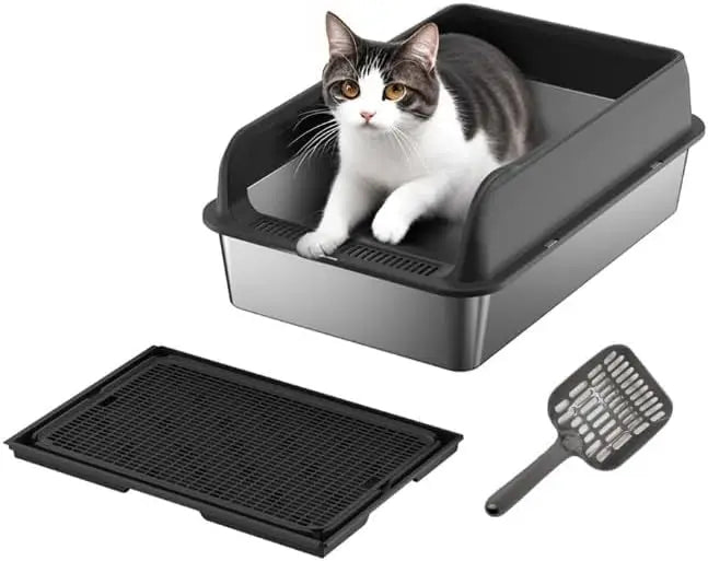 Garvee Stainless Steel Cat Litter Box With Removable Lid
