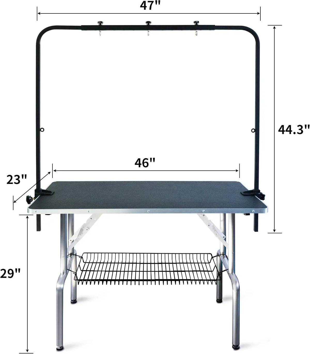 Dog Grooming Table With Adjustable Overhead Arm And Dual Loops