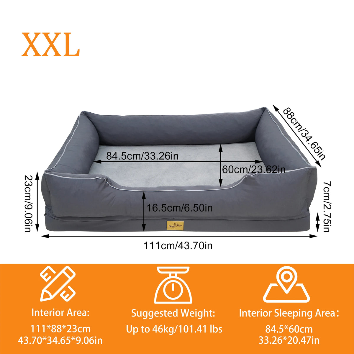 Bingopaw Orthopedic Faux Fur Dog Bed With Waterproof Bolster Lining