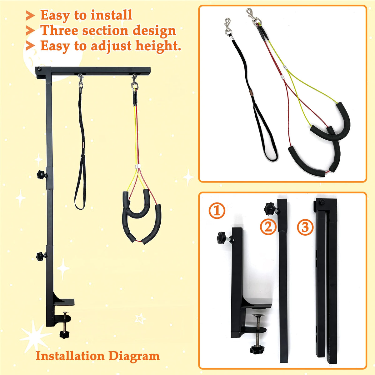 Height Adjustable Metal Dog Grooming Arm With Dual Loop