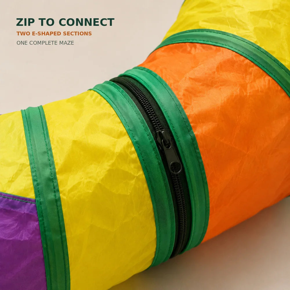 Zoe Foldable Double E Cat Tunnel Play Maze With Toys