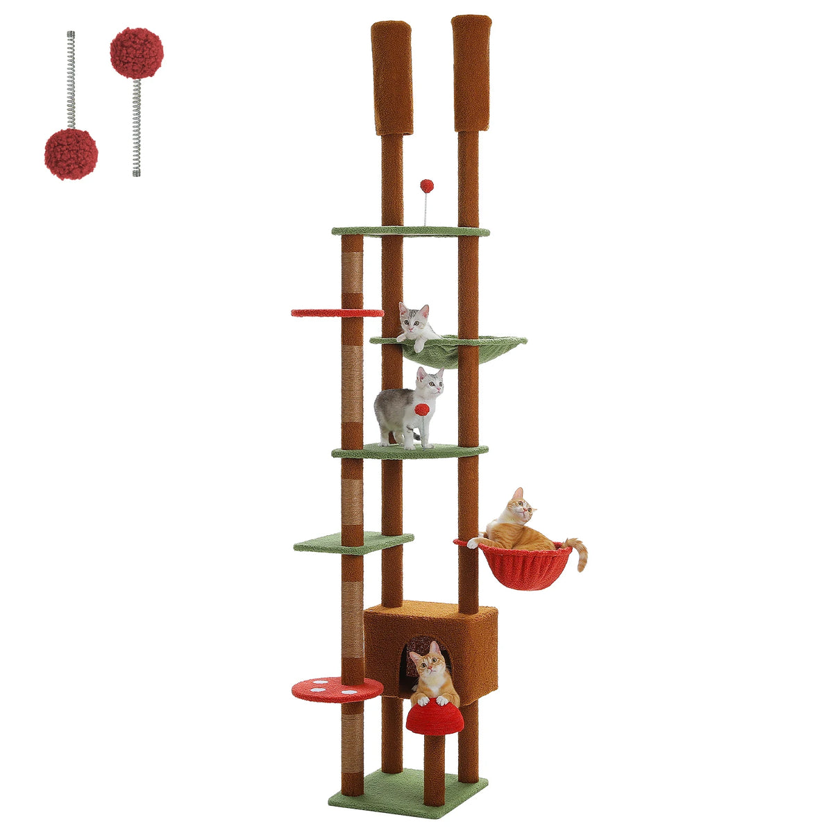PAWZ Road Height Adjustable Wooden Floor To Ceiling Cat Tower