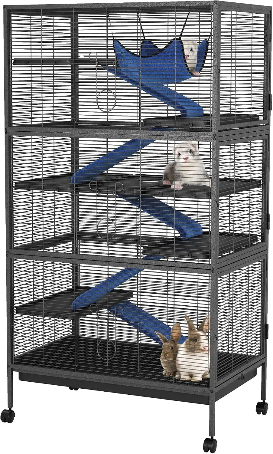 Twister Multi Level Small Animal Cage With Hammock And Shelves