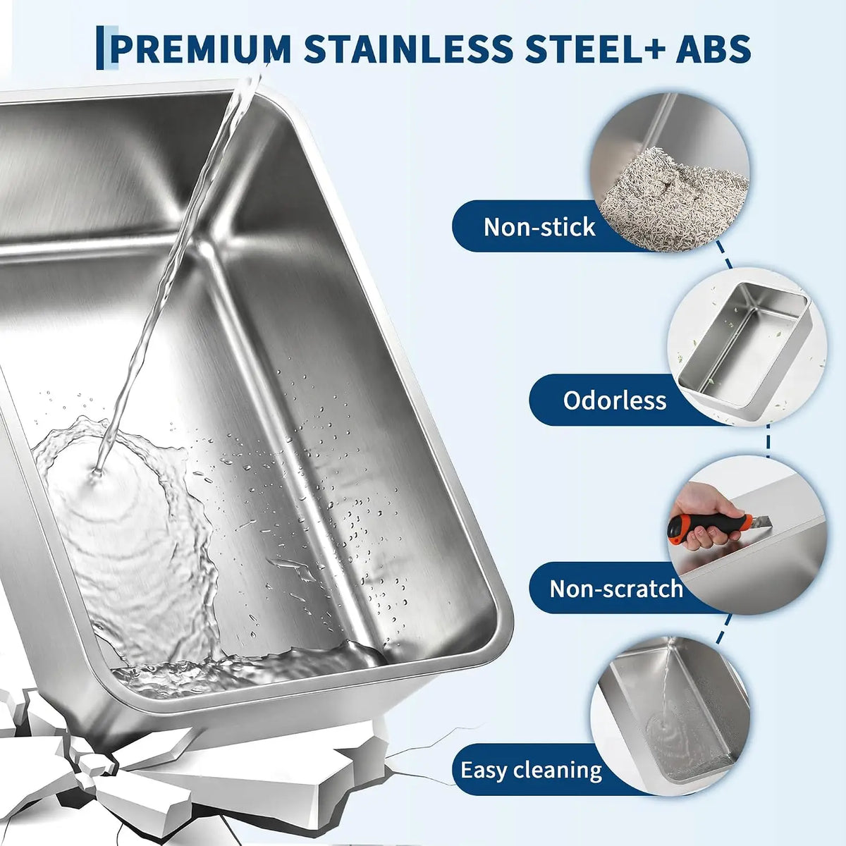 HiMISS Stainless Steel Enclosed Litter Box With Secure Lid