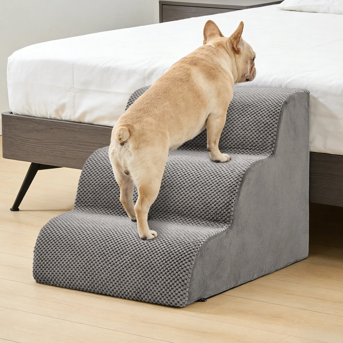 High Density Foam Dog Stairs Featuring Curved Non Slip Steps
