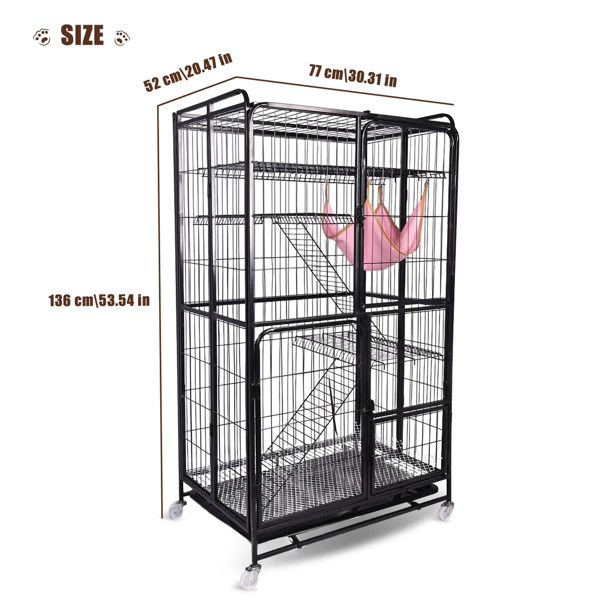 Atuin Four Tier Metal Cat Cage With Wheels And Tray