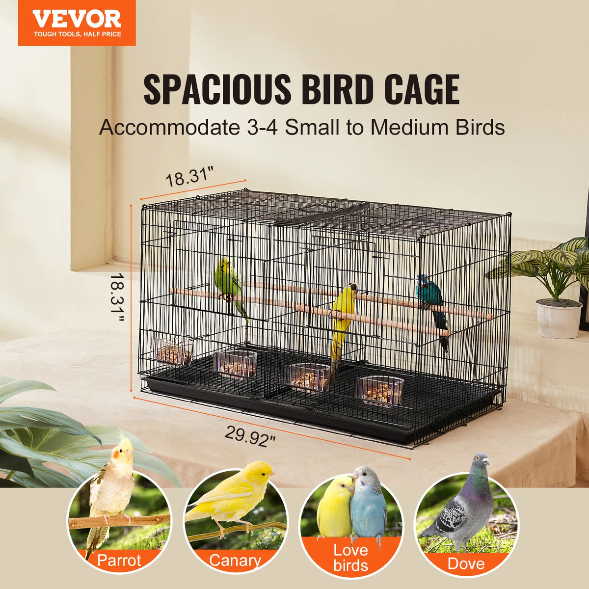 SucceBuy Stackable Bird Cage With Secure Door And Perches