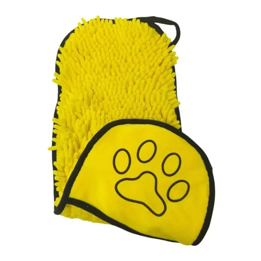 Super Absorbent Chenille Pet Bath Towel With Dual Hand Pockets
