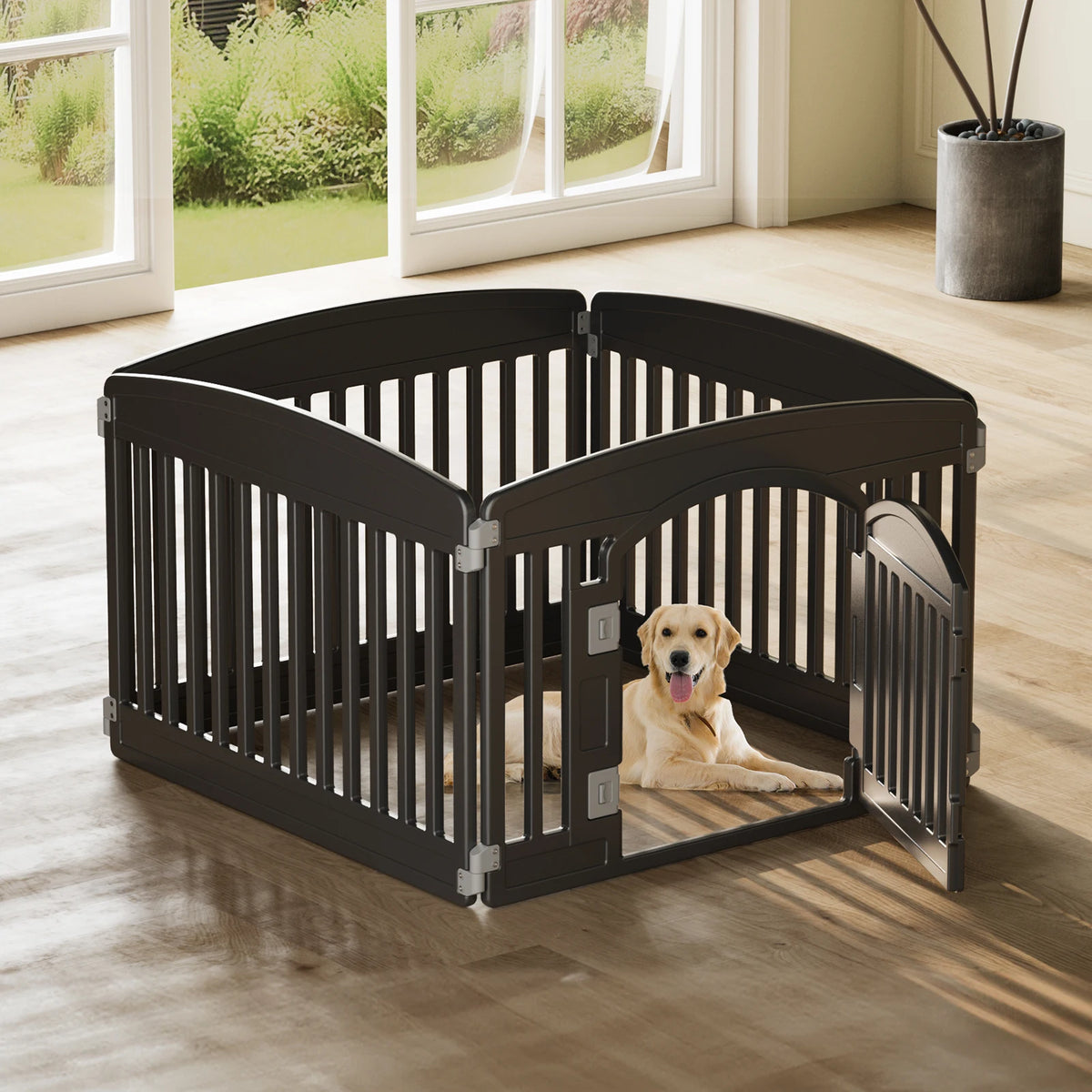 JHK Plastic Expandable 6-Panel Dog Fence for Medium Pets