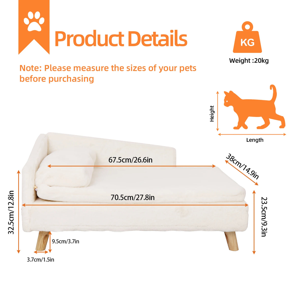 Bingopaw Elevated Pet Bed with Waterproof Pad for Dogs