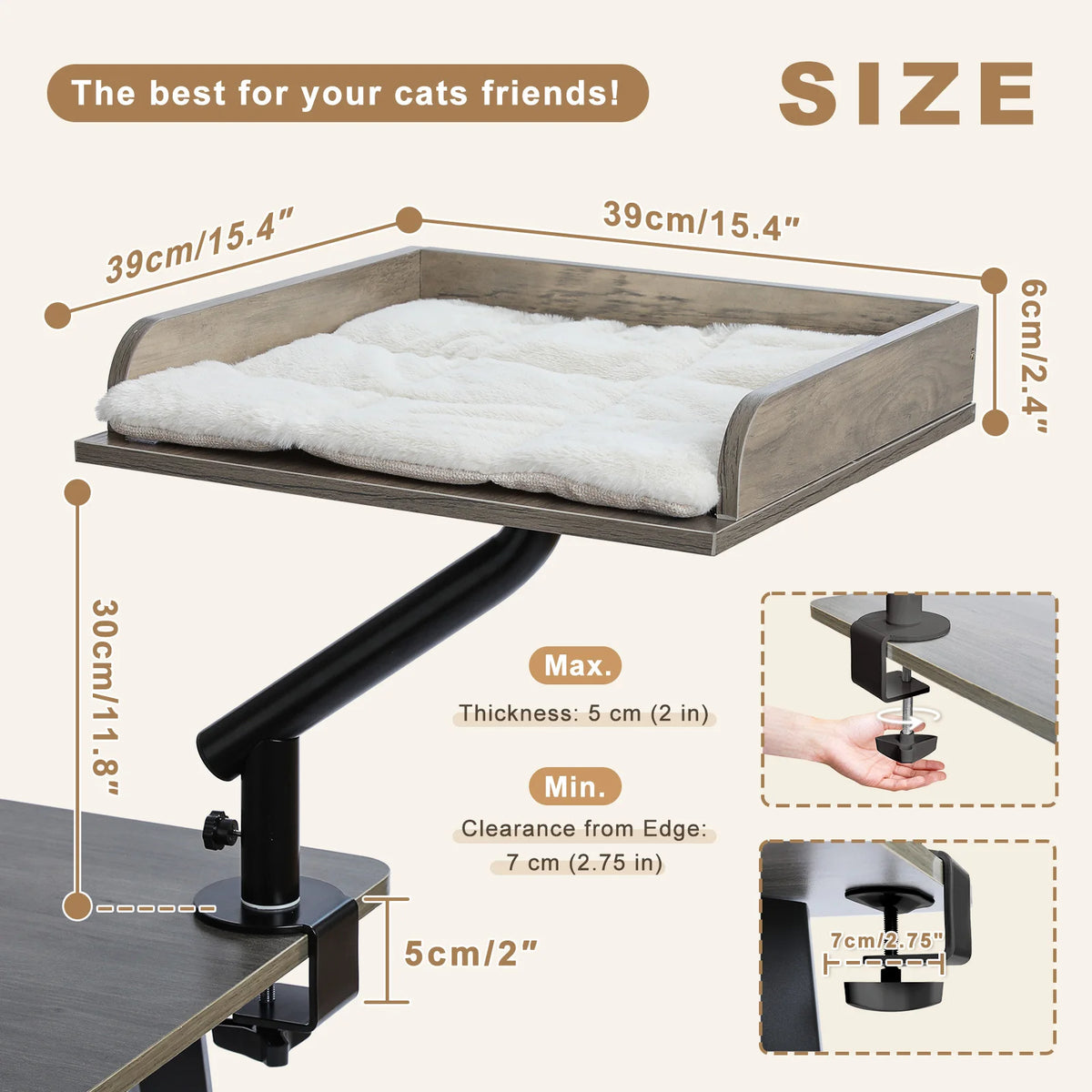 PAWZ Road Premium Adjustable Indoor Cat Desk Bed Stand