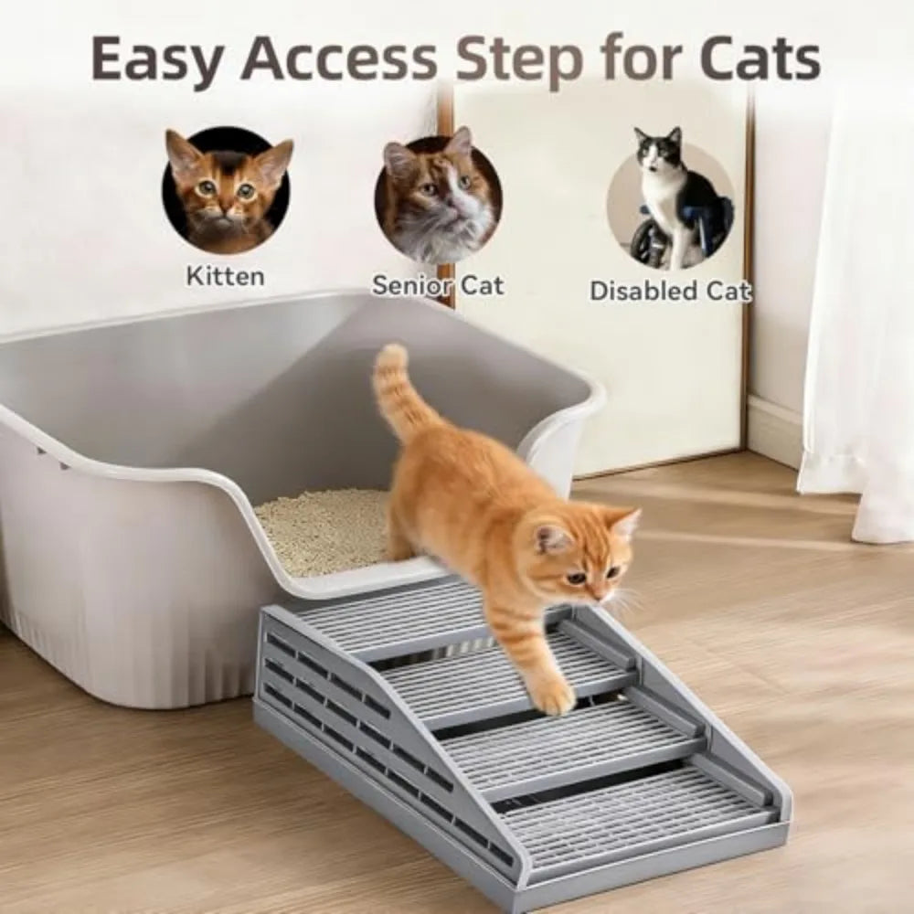 Adjustable Elevated Cat Litter Box Step With Filter Function