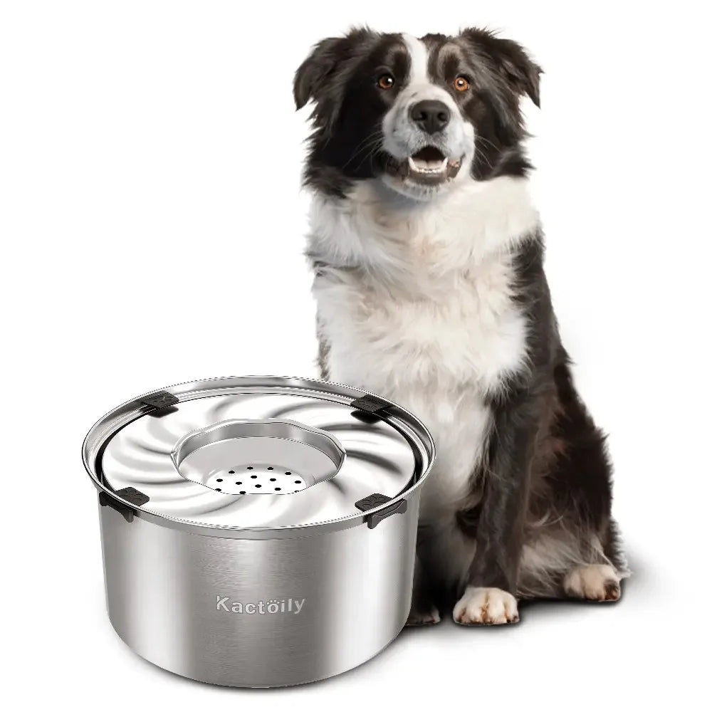 Kactoily Stainless Steel No Spill Dog Water Bowl Floating Disk
