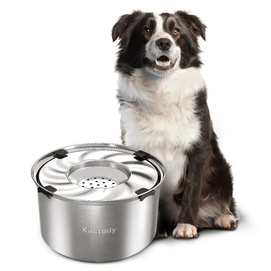 Kactoily Stainless Steel No Spill Dog Water Bowl Floating Disk