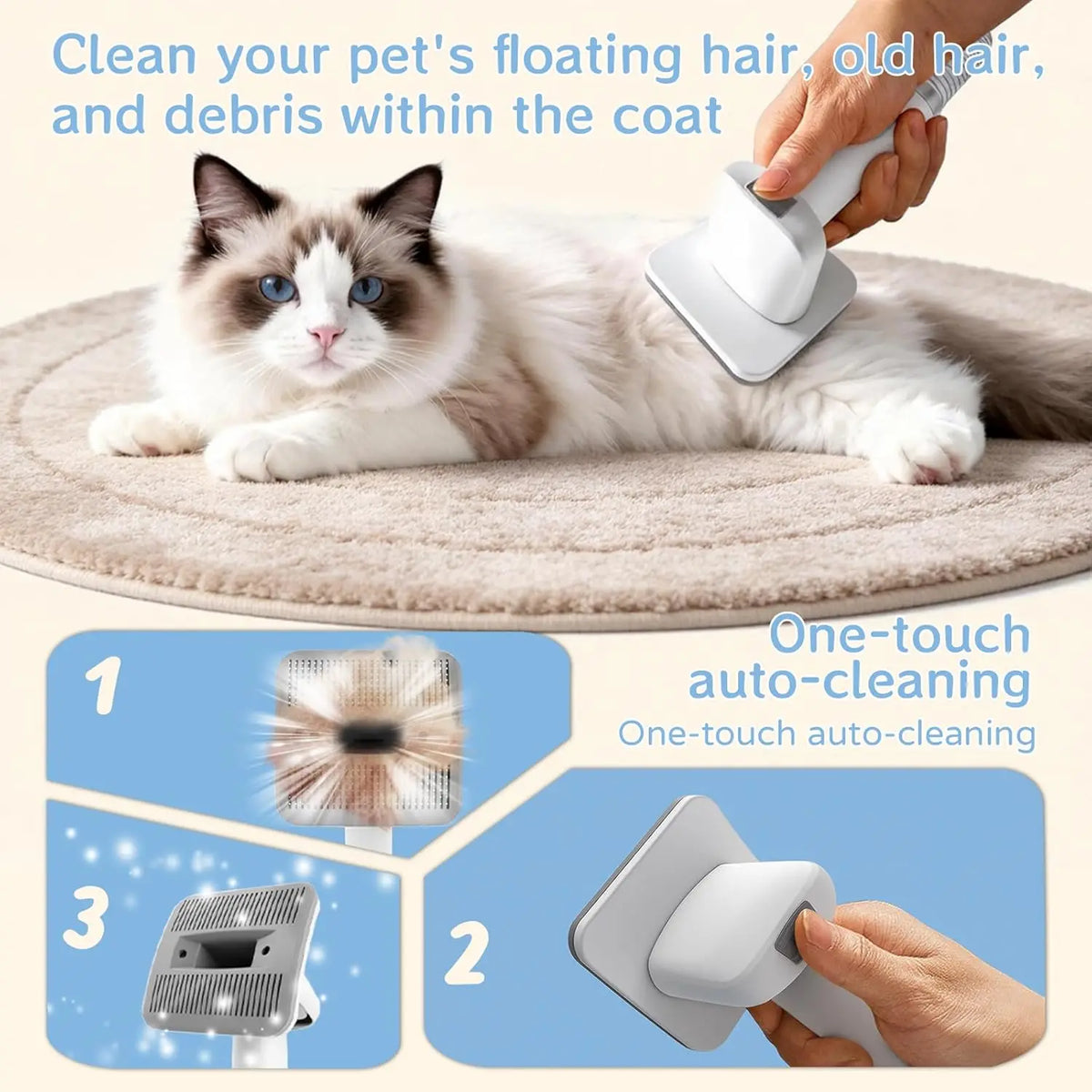 7 In 1 Dog Grooming Vacuum Kit With Deshedding Brush