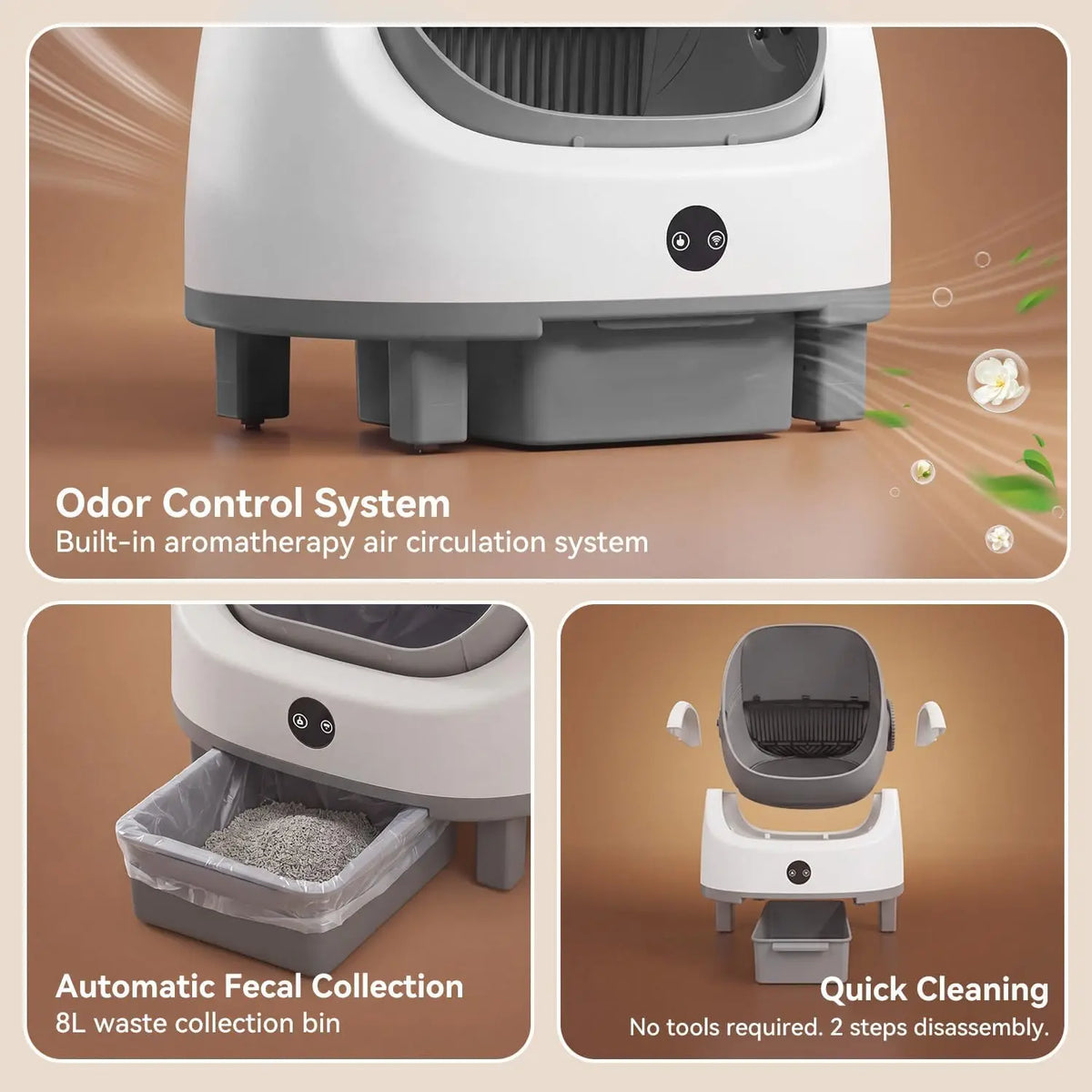 Nordivale Automatic Self Cleaning Cat Litter Box With Odor Control