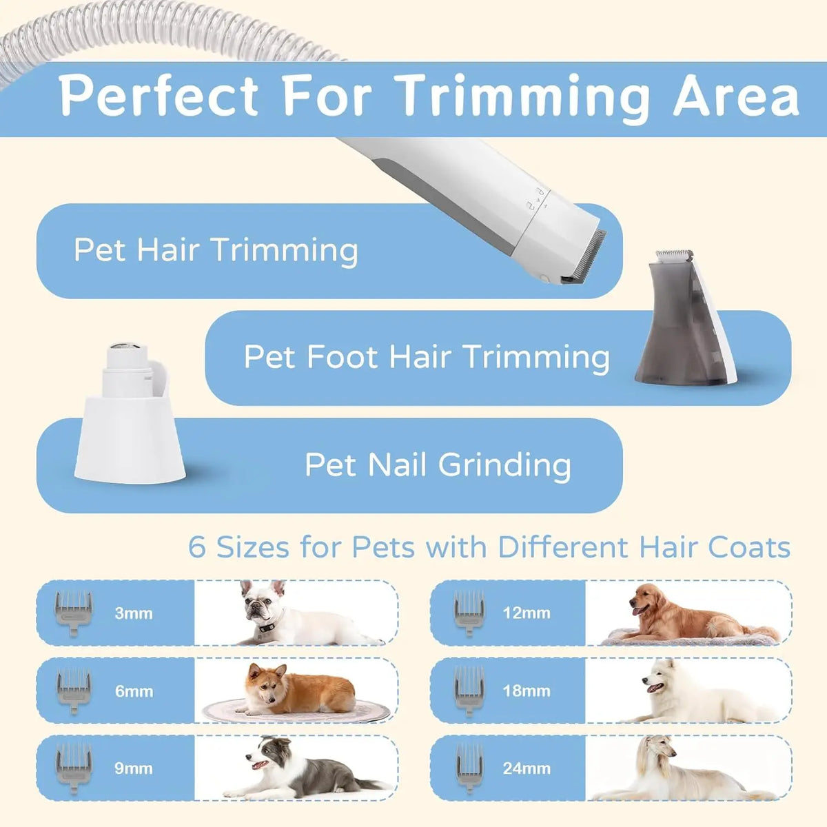Electric Dog Grooming Vacuum Trimmer Kit For Dogs And Cats