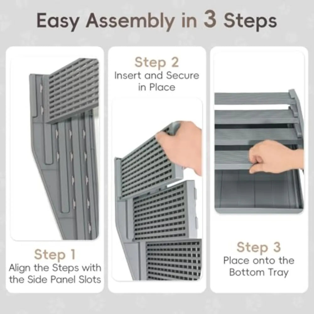 Adjustable Elevated Cat Litter Box Step With Filter Function