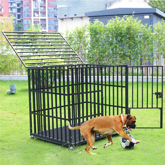 Bingopaw Heavy Duty Rolling Dog Crate Kennel With Tray
