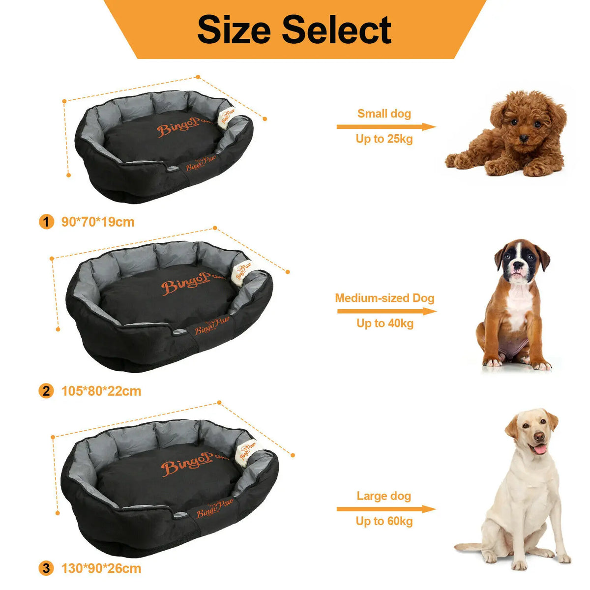 Bingopaw Waterproof Orthopedic Dog Bed Sofa Washable Pet Cushion