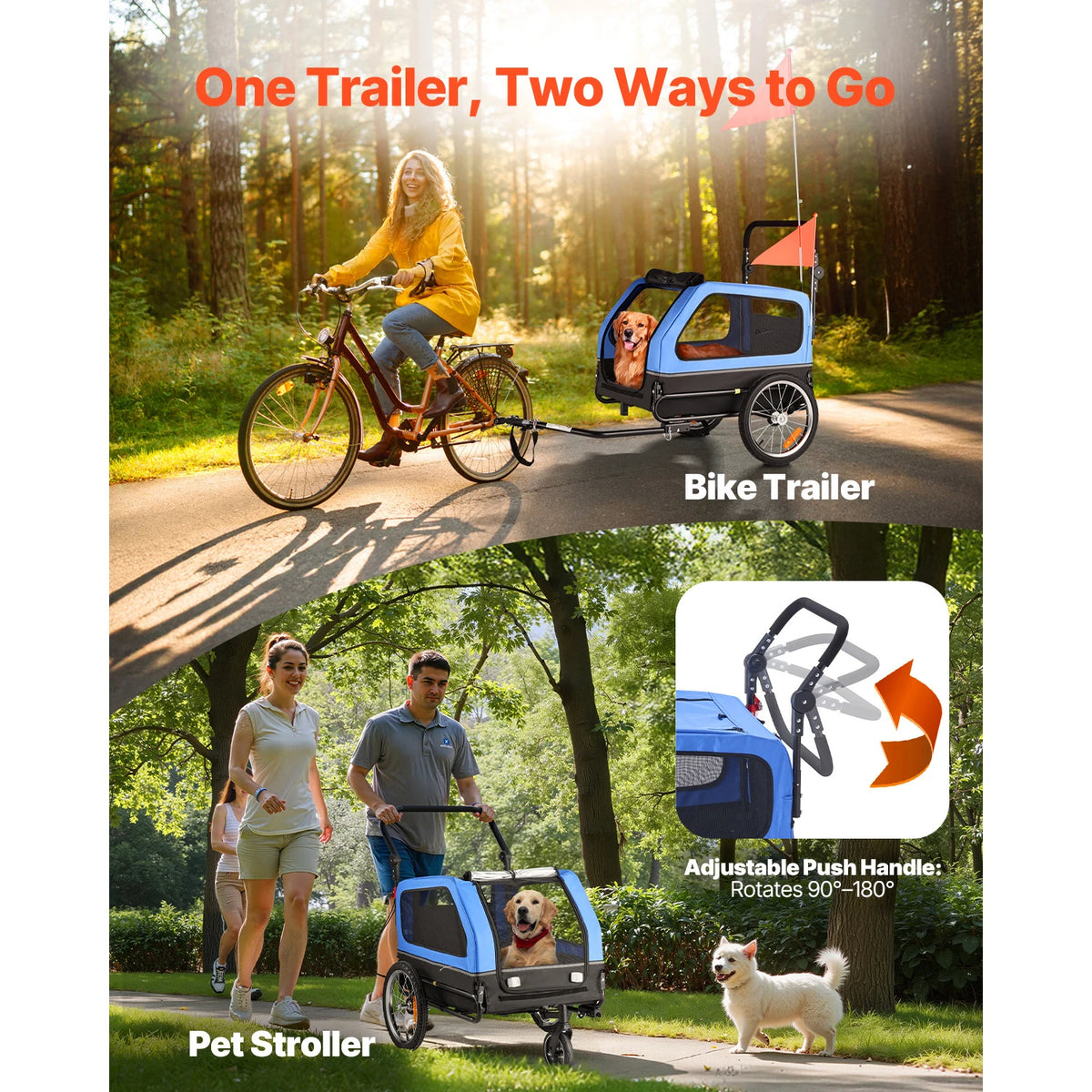 Secure Bicycle Trailer And Versatile Two In One Pet Stroller