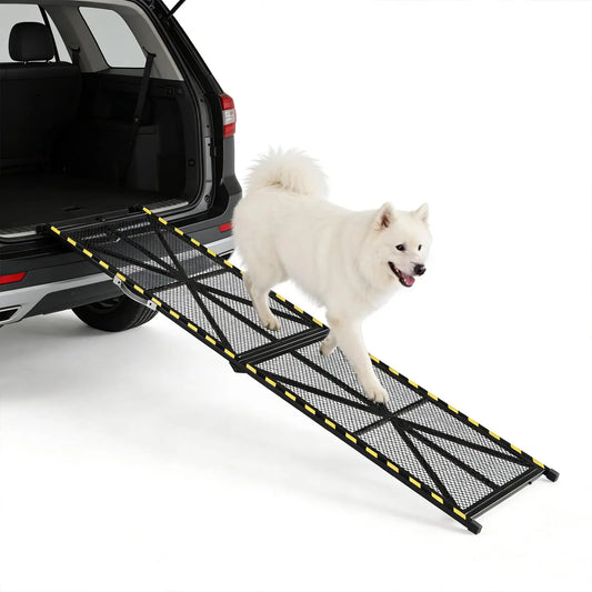 Sturdy Foldable Dog Ramp For Vehicles Featuring Non Slip Traction
