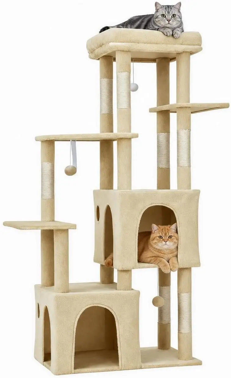 Tacleekii Premium Multi Level Indoor Cat Tower With Sisal Scratcher