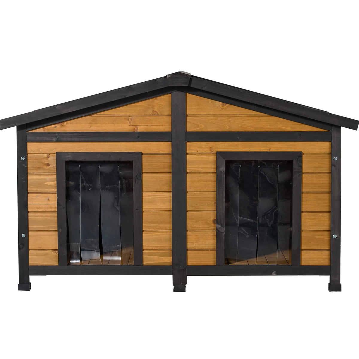 Natural Wood Double Door Outdoor Waterproof Dog House
