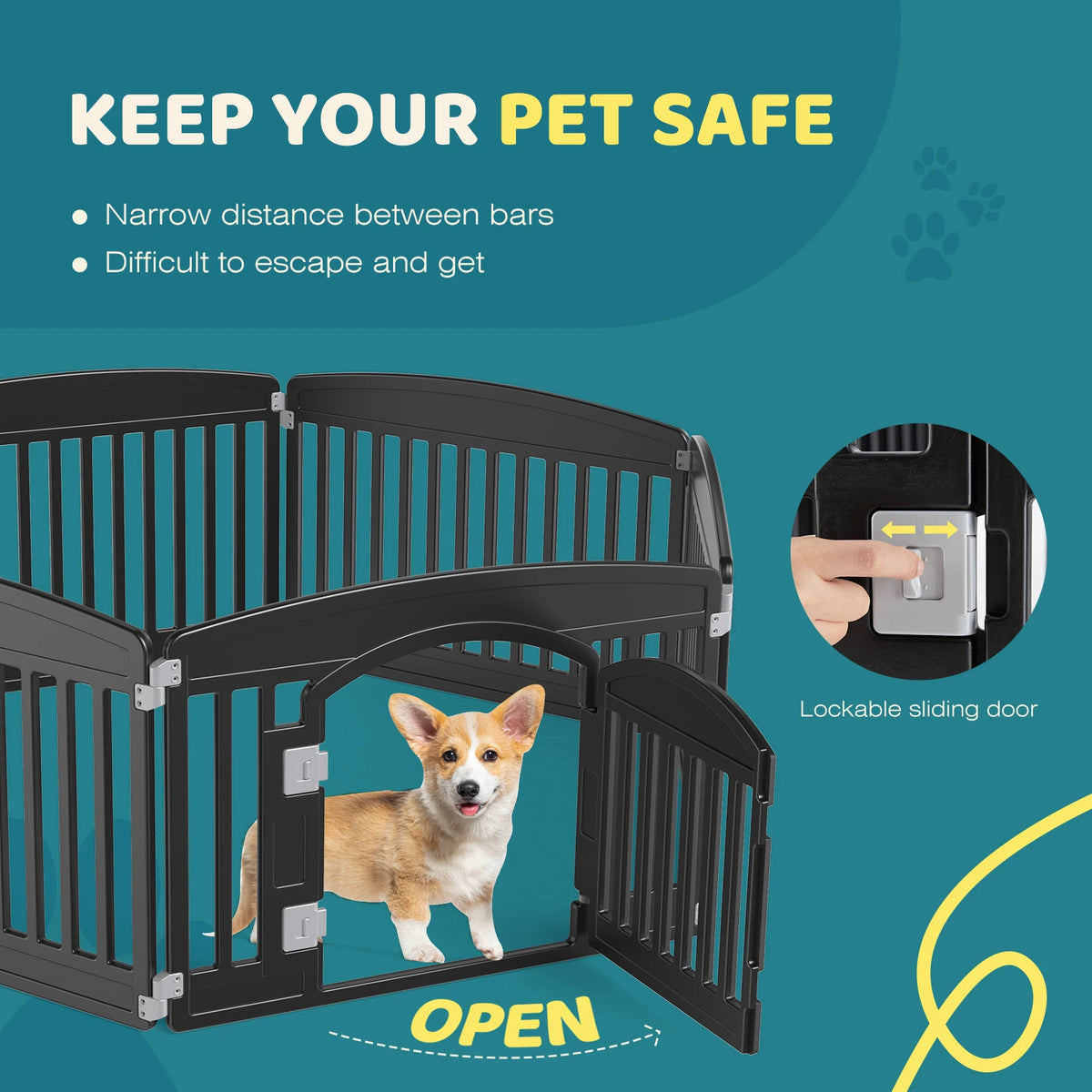 JHK Plastic Expandable 6-Panel Dog Fence for Medium Pets