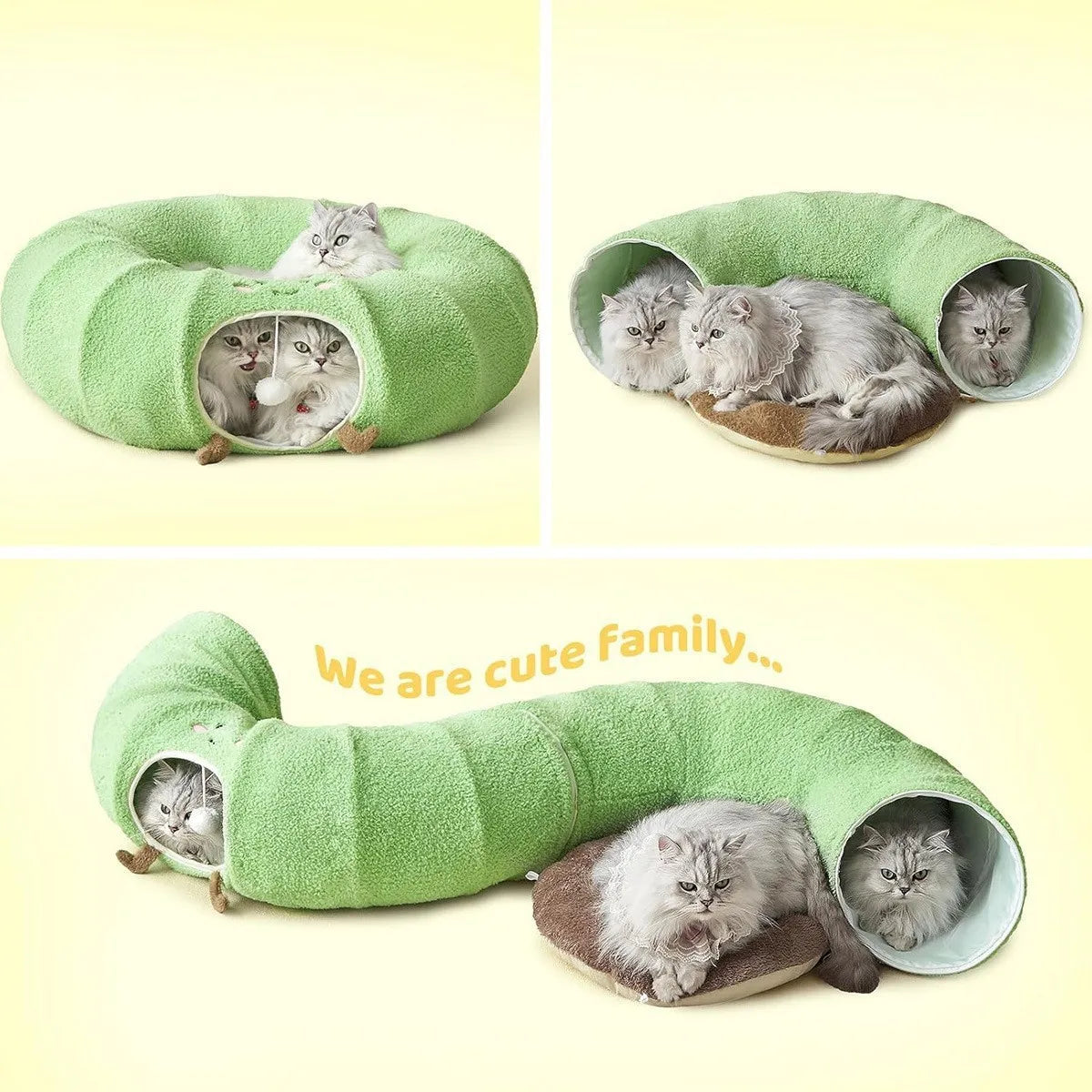 Convertible Cat Tunnel Bed With Removable Cushion And Play Tunnel
