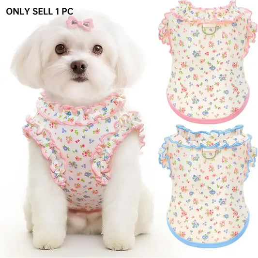 Breathable Elastic Ruffled Sleeve Tee Shirt For Cats And Dogs