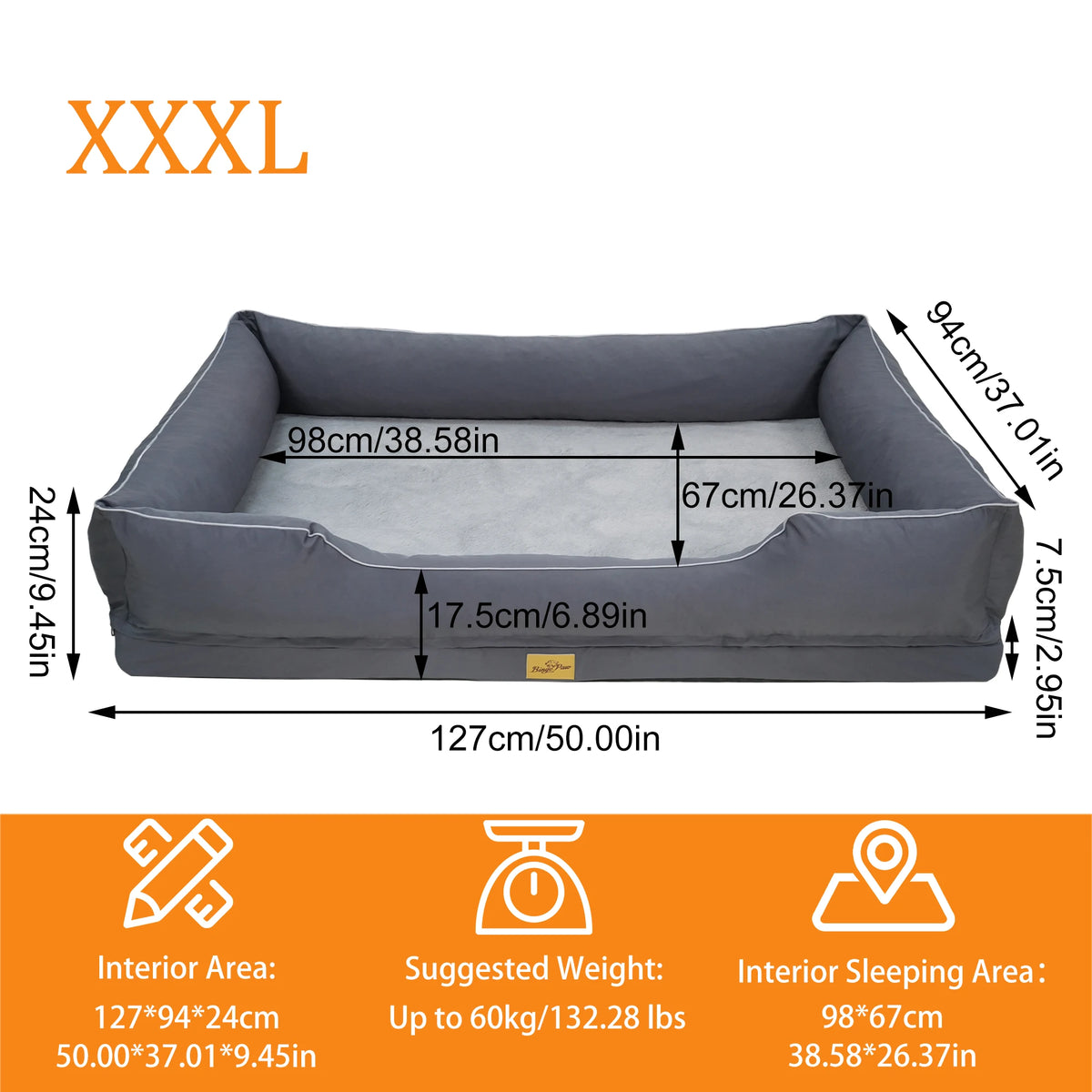 Bingopaw Orthopedic Faux Fur Dog Bed With Waterproof Bolster Lining