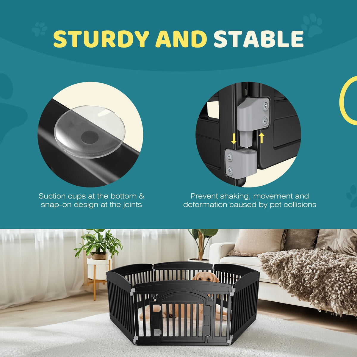 JHK Plastic Expandable 6-Panel Dog Fence for Medium Pets