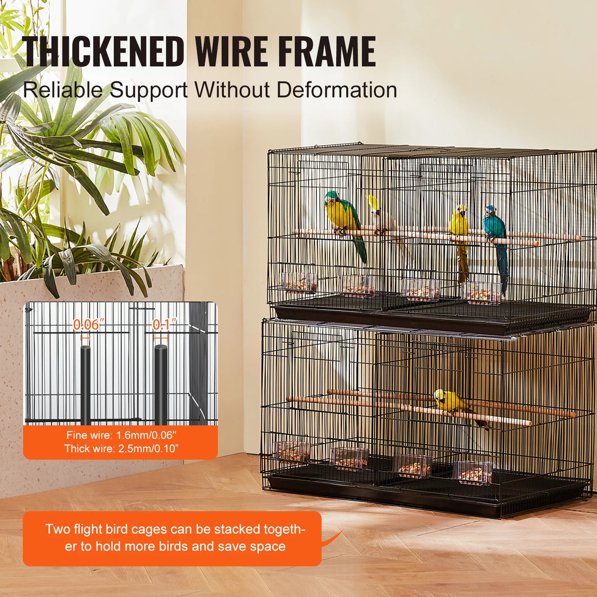 SucceBuy Stackable Bird Cage With Secure Door And Perches
