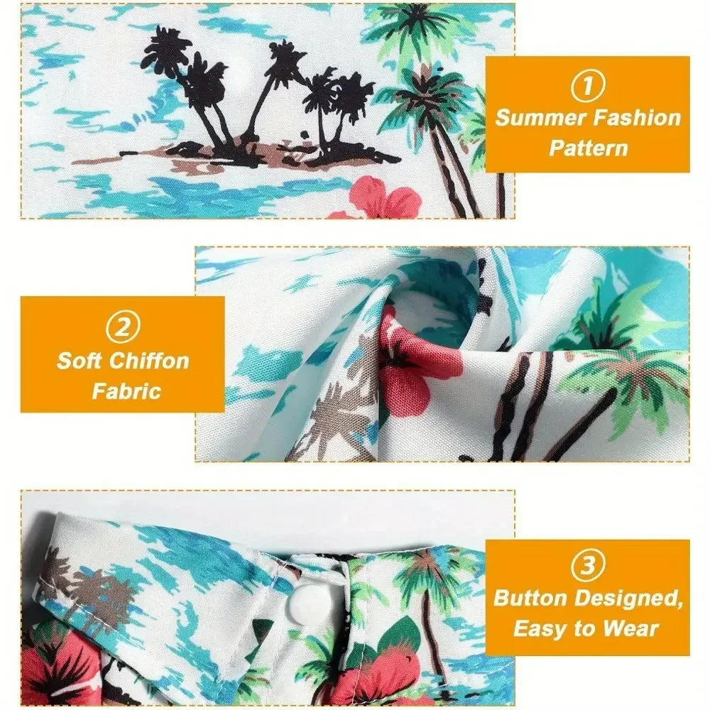 Breathable Set Of 4 Hawaiian Dog And Cat Summer Shirts