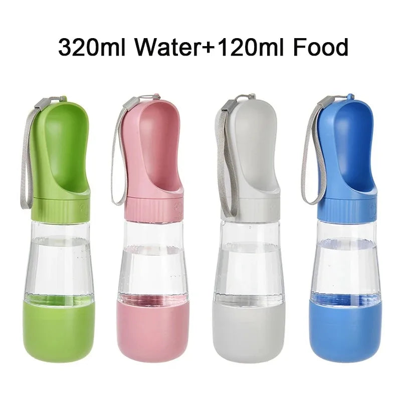 Portable Pet Water Bottle With Food Container For Dogs