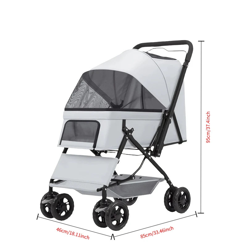 Premium Four Wheel Pet Stroller For Dogs Cats Portable Travel